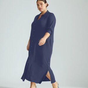 Sally Liquid Jersey Shirt Dress in Midnight